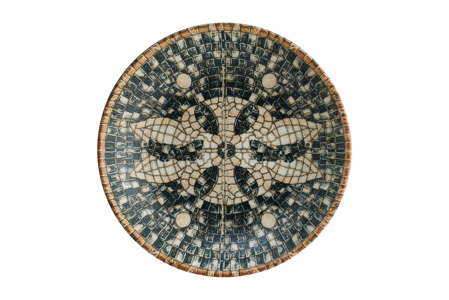 Mesopotamia Mosaic Black Bloom Teller tief 23cm